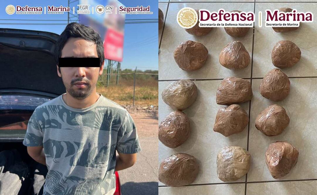 El hombre fue detenido, informado de sus derechos constitucionales y junto con la droga asegurada, fue puesto a disposición del agente del Ministerio Público Federal. Foto: Especial