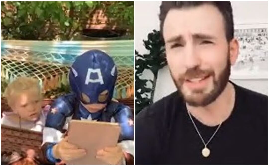 Chris Evans en charla con el pequeño Bridger Walker. Foto: Captura de pantalla 