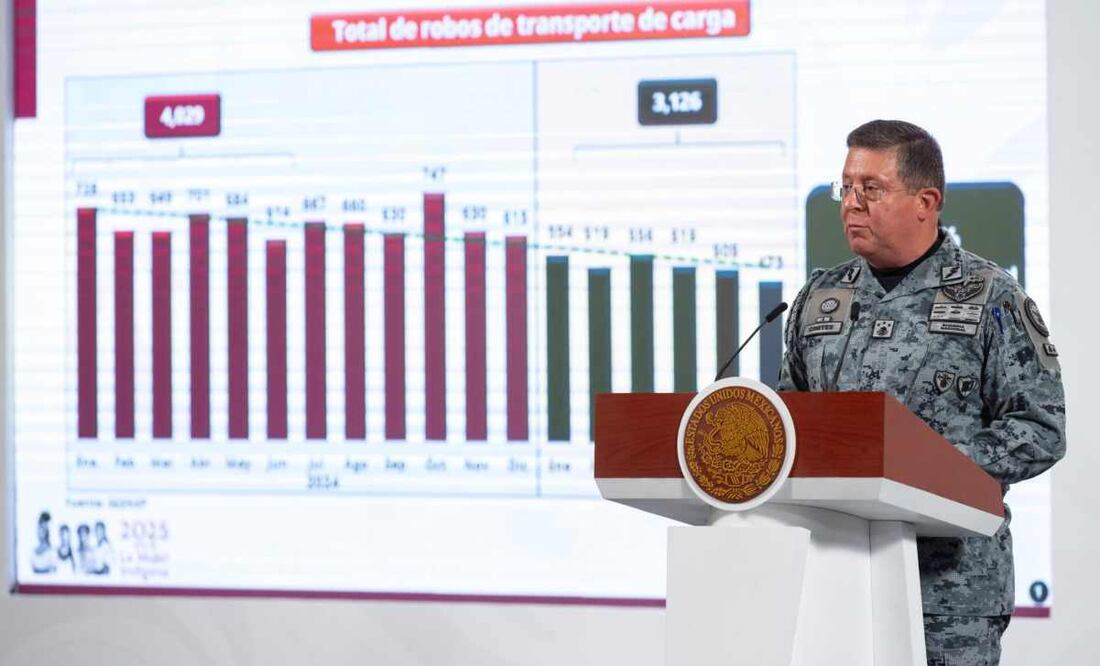 General Hernán Cortés, comandante de la Guardia Nacional, durante la mañanera del 22 de julio del 2025. Foto: Diego Simón / EL UNIVERSAL.