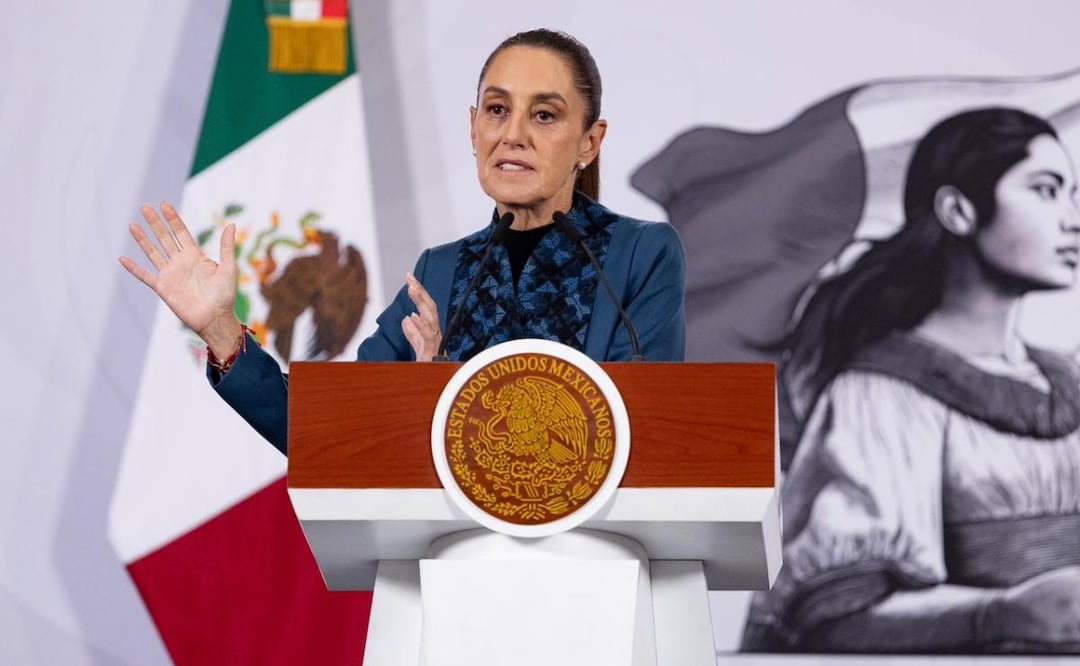 Presidenta Claudia Sheinbaum durante su conferencia de prensa desde Palacio Nacional (27/03/2026). Foto: Hugo Salvador / EL UNIVERSAL