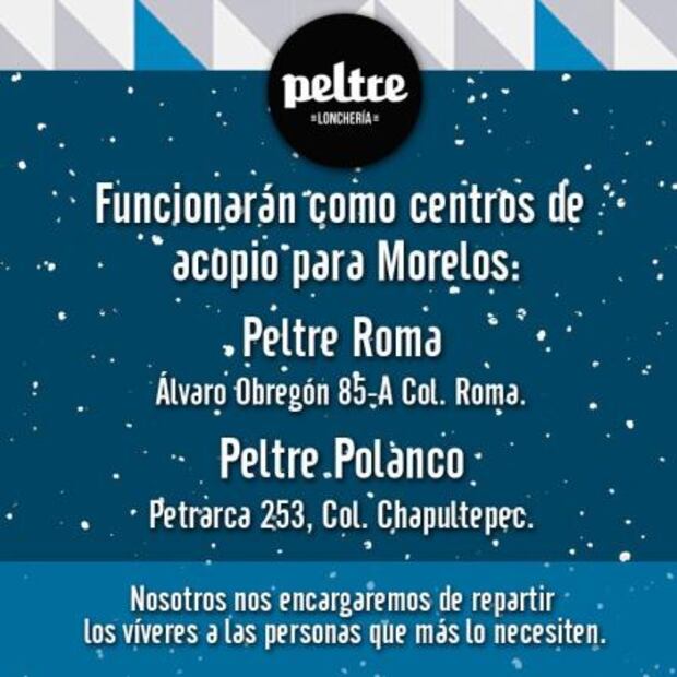 Lista de restaurantes que envían alimentos y ayuda a Morelos