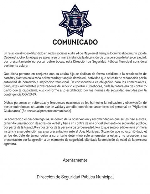 Por no usar cubrebocas, policías someten a mujer de la tercera edad en Cadereyta