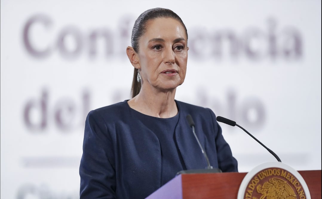 La presidenta Claudia Sheinbaum Pardo durante su conferencia mañanera del 15 de mayo de 2025. Foto: EFE