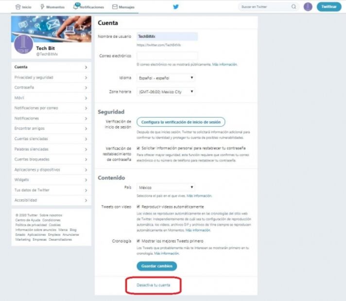 Cómo eliminar tu cuenta de Twitter