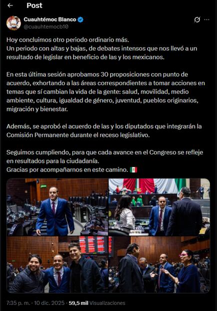 Publicación de Cuauhtémoc Blanco en X. Foto: captura de pantalla