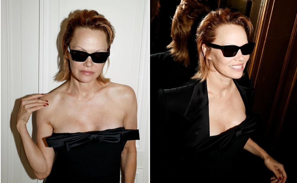 Pamela Anderson luce un estilo de cabello moderno y audaz en el desfile de Tom Ford. Foto: Especial. Instagram @pamelaanderson