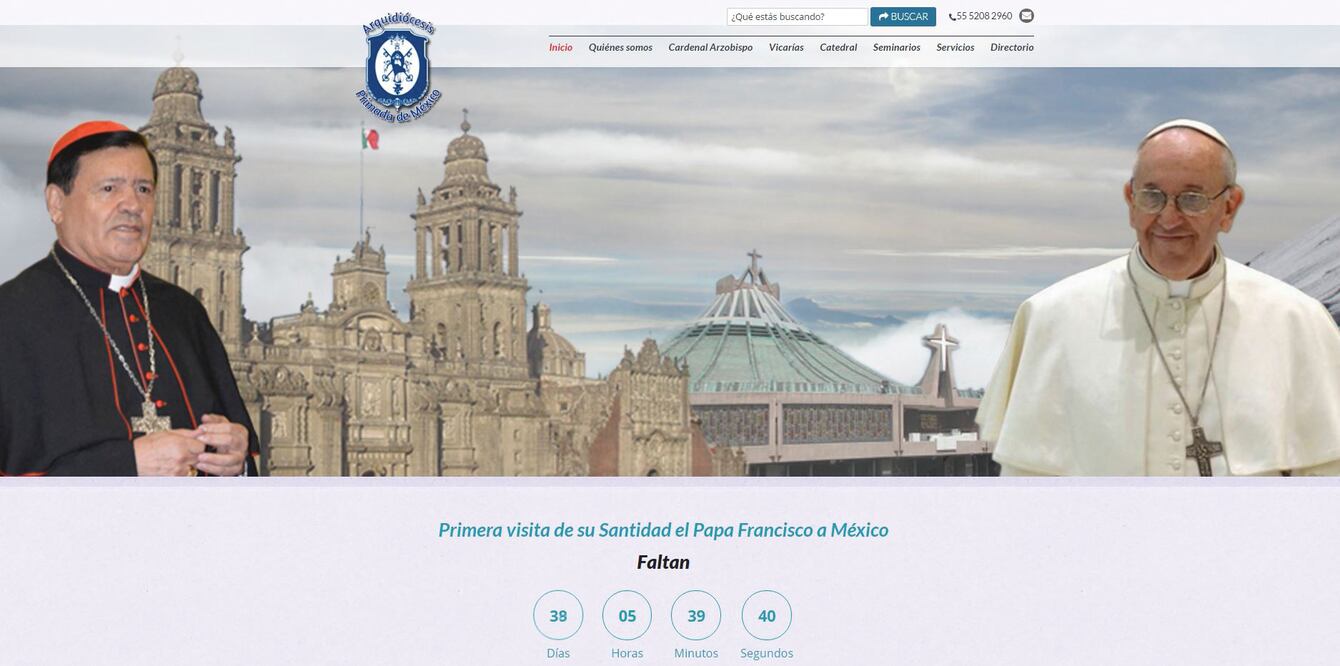 La cuenta regresiva de la Arquidiócesis de México, las diócesis de Ecatepec y de Ciudad Juárez, indican los días para que Jorge Bergoglio llegue a México (ESPECIAL)