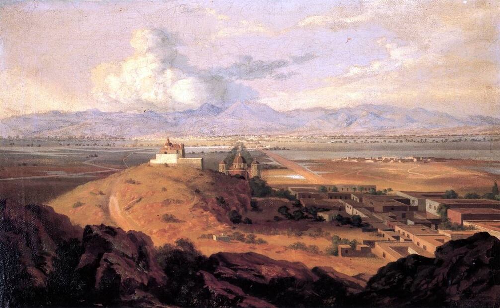 La "Vista del Valle de México", de 1883, se realizó tomando con base la perspectiva del actual cerro del Tepeyac. Nuestro entrevistado explica el proceso que requirió contrastar obras de arte con imágenes satelitales. Imagen: Emiliano Bautista Neumann.