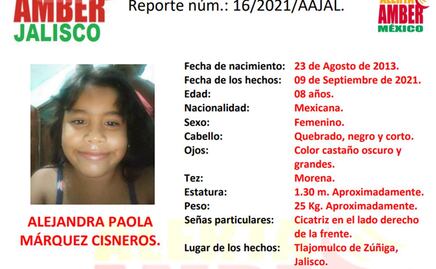 Lanzan Alerta Amber por Alejandra Paola de 8 años en Tlajomulco