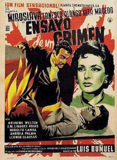 Cartel promocional de la cinta Ensayo de un crimen, de 1955.  Crédito: ARCHIVO PERSONAL TAYDE ACOSTA