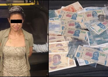 Detienen a mujer con más de 200 billetes falsos en Nuevo León; su cómplice se dio a la fuga