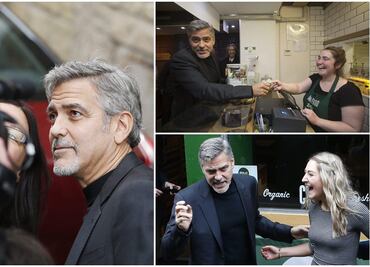 George Clooney desata la locura en una cafetería