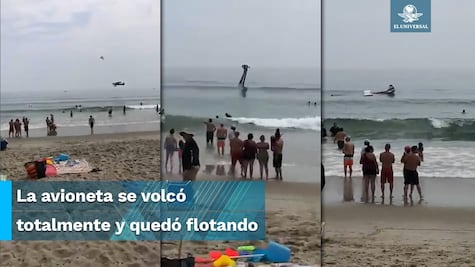 Vacacionistas se llevan tremendo susto; cae avioneta en playa de EU