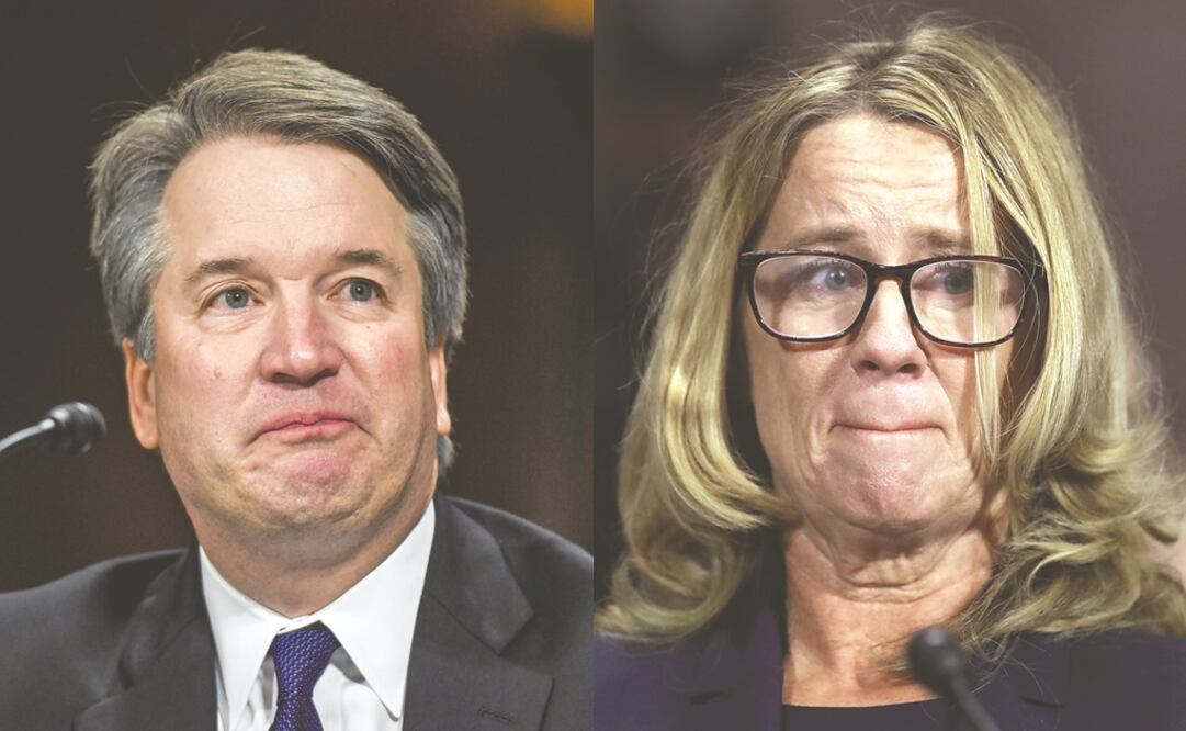 El nominado al Tribunal Supremo, Brett Kavanaugh, y su acusadora, Christine Blasey Ford, ayer, en sus respectivos testimonios ante un comité del Senado. (REUTERS)