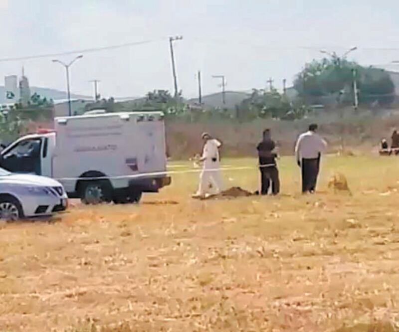Trabajadores aseguraron que las bolsas con restos humanos se encontraban semienterradas en una parcela de la colonia Pedro María Anaya. CORTESÍA SEMANARIO SIN CENSURA