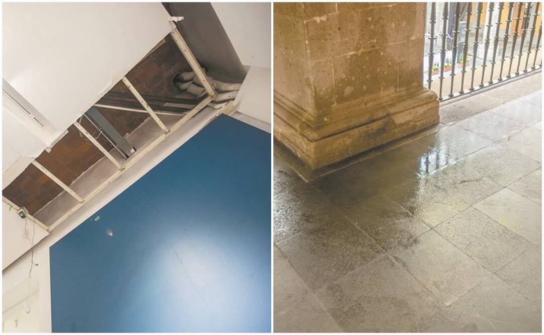 La lluvia causó goteras y se filtró en el techo de una sala. Fotos/GERMÁN ESPINOSA. EL UNIVERSAL