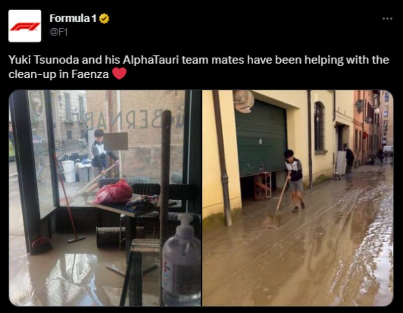 F1 compartió imágenes de Yuki Tsunoda en Italia - Foto: @F1