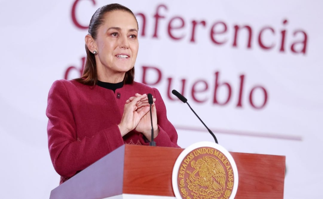 La presidenta Claudia Sheinbaum en la “Mañanera del Pueblo” del 27 de julio de 2026 en Palacio Nacional. Foto: Diego Simón Sánchez/ EL UNIVERSAL