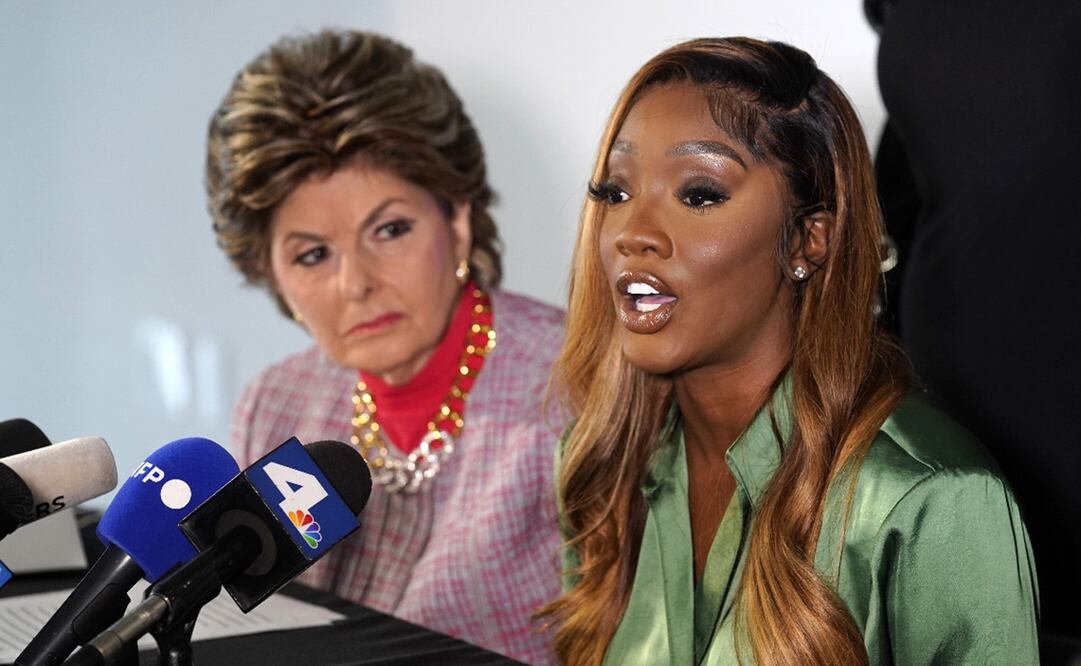 Faith Rodgers y su abogada Gloria Allred. Foto: AP Photo/Chris Pizzello