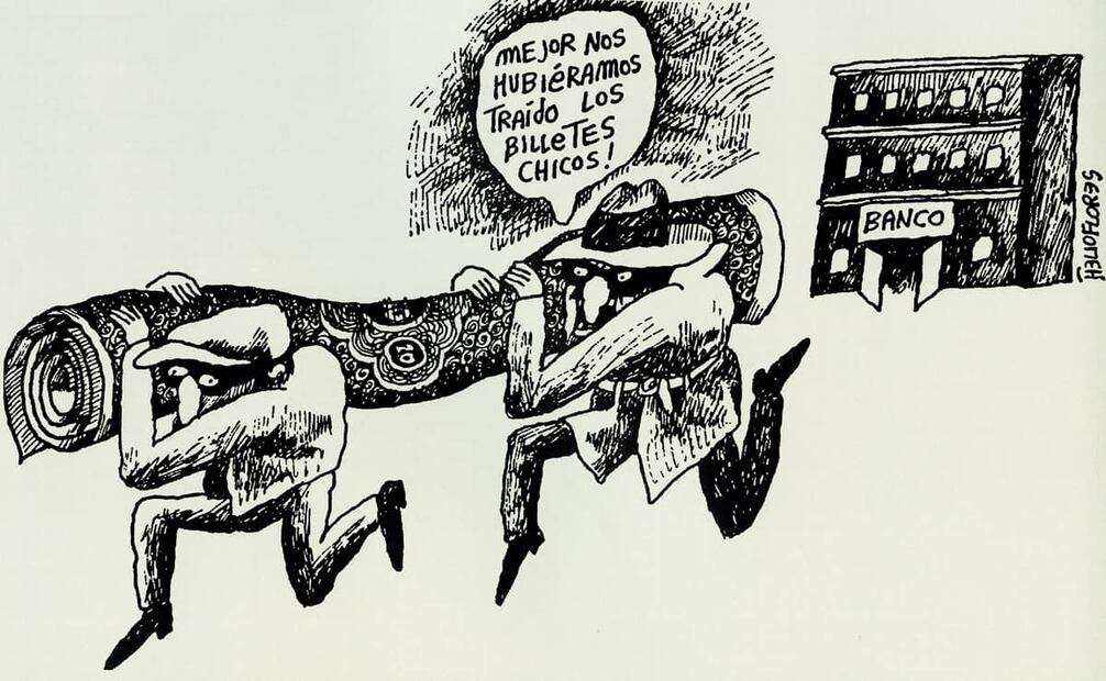 Serie “Los asaltos”, publicadas en 1969. Foto: Helioflores/50 años de cartones, crítica y humor.