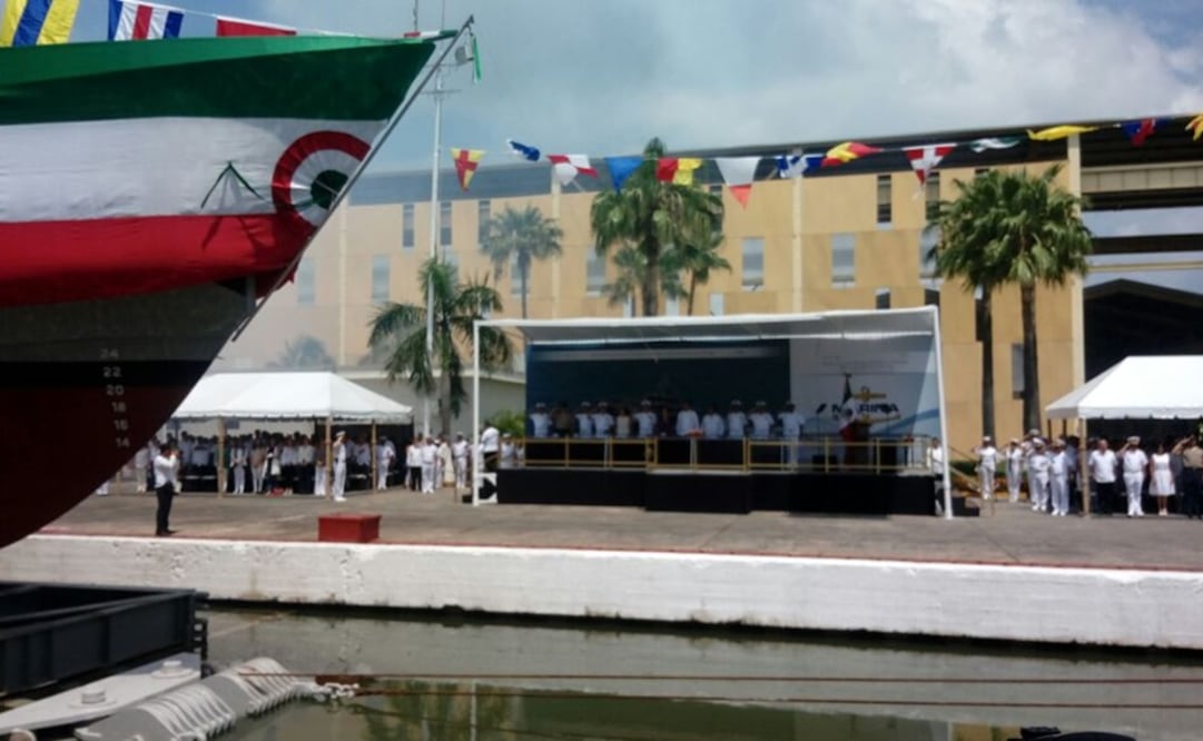 Soberón Sanz encabezó en Tampico la ceremonia de botadura del Buque Patrulla Costera “Chichén Itzá”. /Pedro Villa y Caña - EL UNIVERSAL