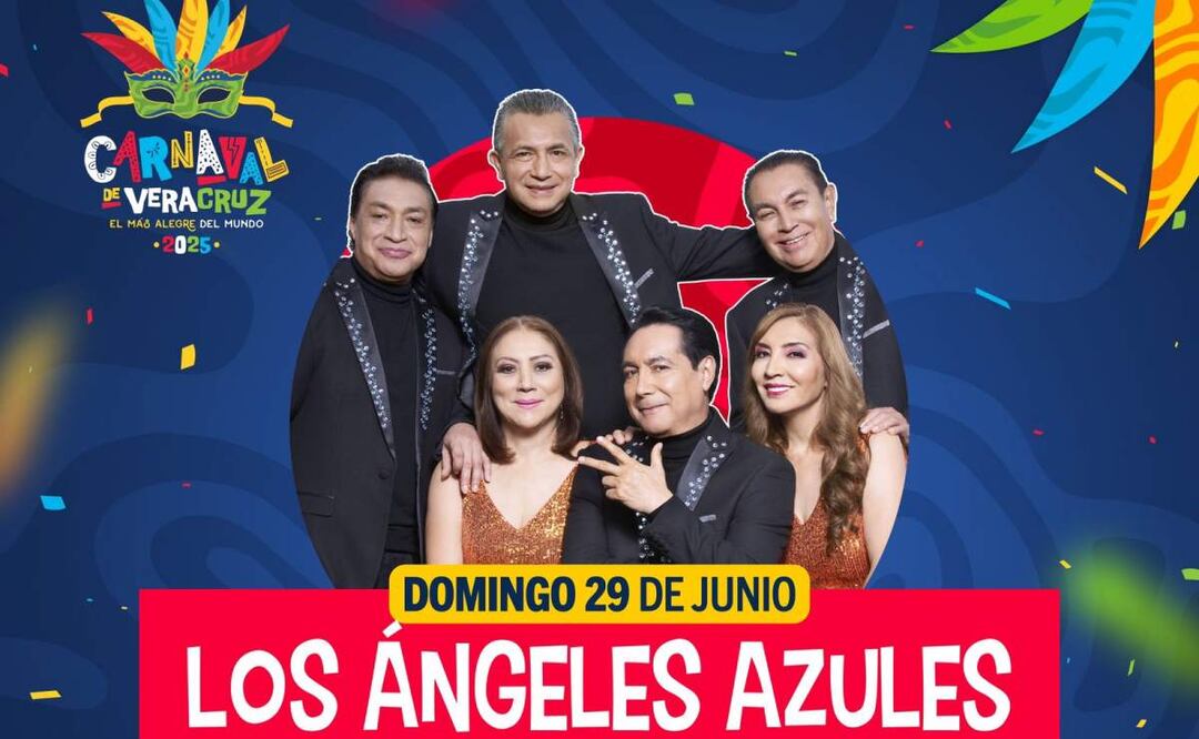 Los Ángeles Azules estarán en el Carnaval de Veracruz 2025 el domingo 29 de junio (05/06/2025). Foto: Especial