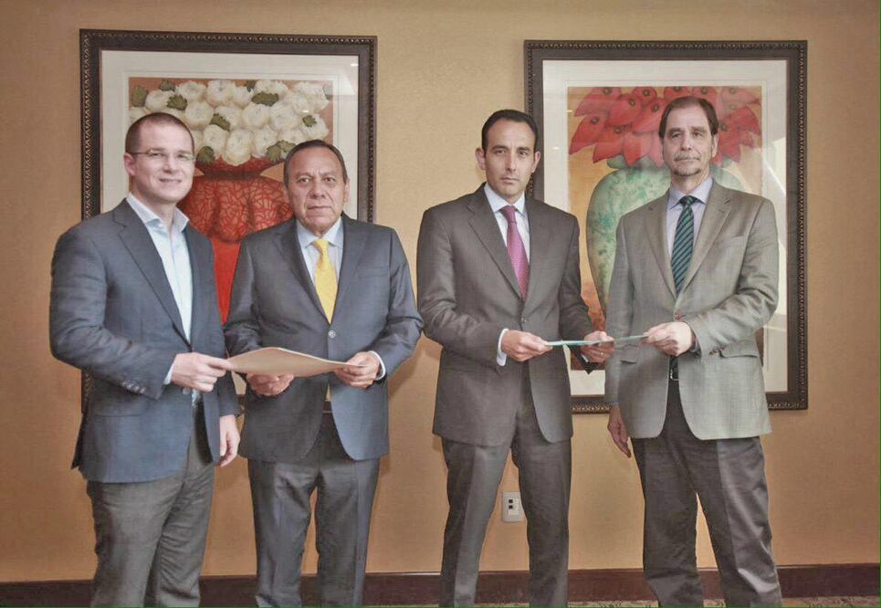 En la foto: Ricardo Anaya, Jesús Zambrano, Roberto Gil Zuarth y Agustín Basave (Fotografía Especial)