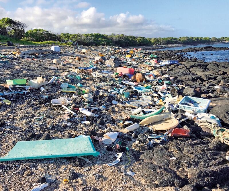 Desechos en la playa de Kamilo Point, Hawái, en 2018. Cada año se vierten en tierra casi 30 millones de toneladas de residuos. Foto: AP