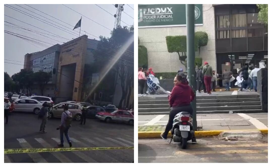Riña por paro en el TSJ-CDMX; denuncian intento de desalojo con golpeadores. Foto: Captura de pantalla