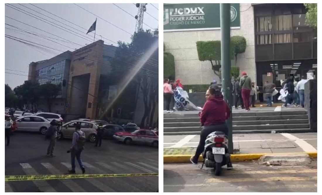 Riña por paro en el TSJ-CDMX; denuncian intento de desalojo con golpeadores. Foto: Captura de pantalla