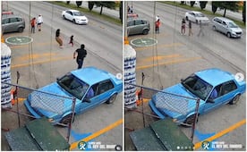 VIDEO: Gerente de supermercado corre al tráfico y salva a una niña de ser atropellada en Puebla