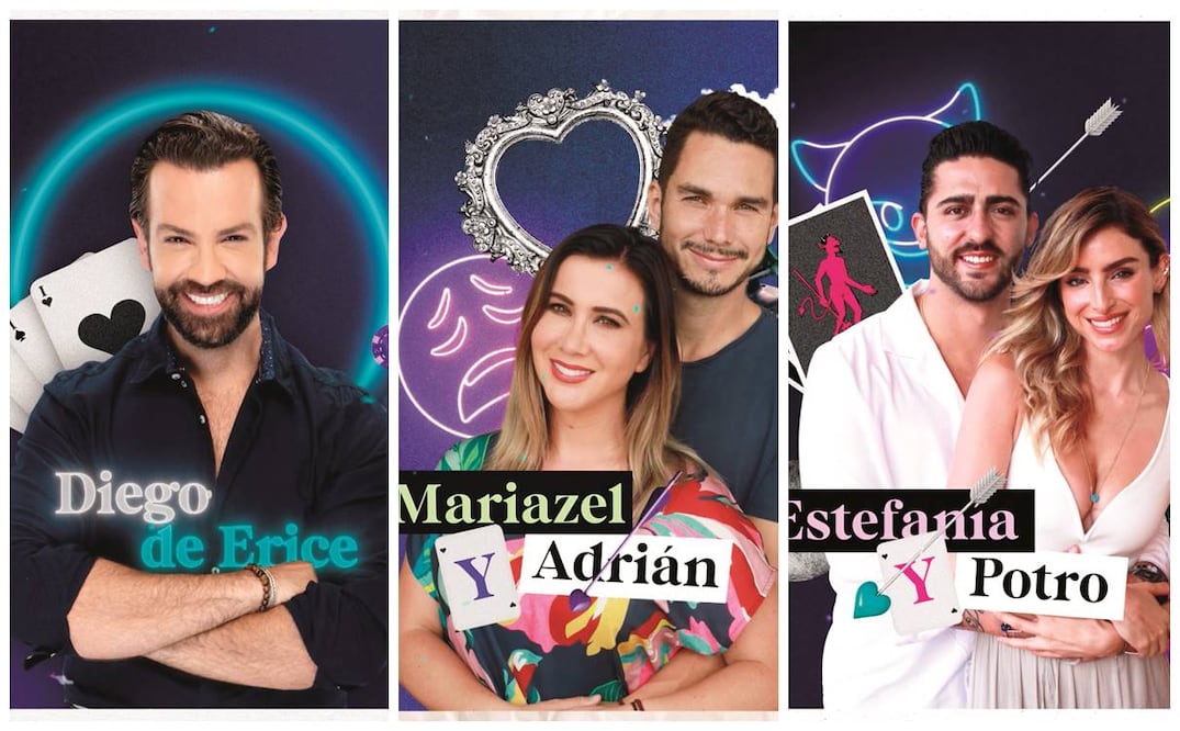 Parejas del espectáculo atraviesan distintos retos físicos y en equipo en el reality show que conduce Diego de Erice, que actualmente transmite su segunda temporada. Fotos: Televisa.