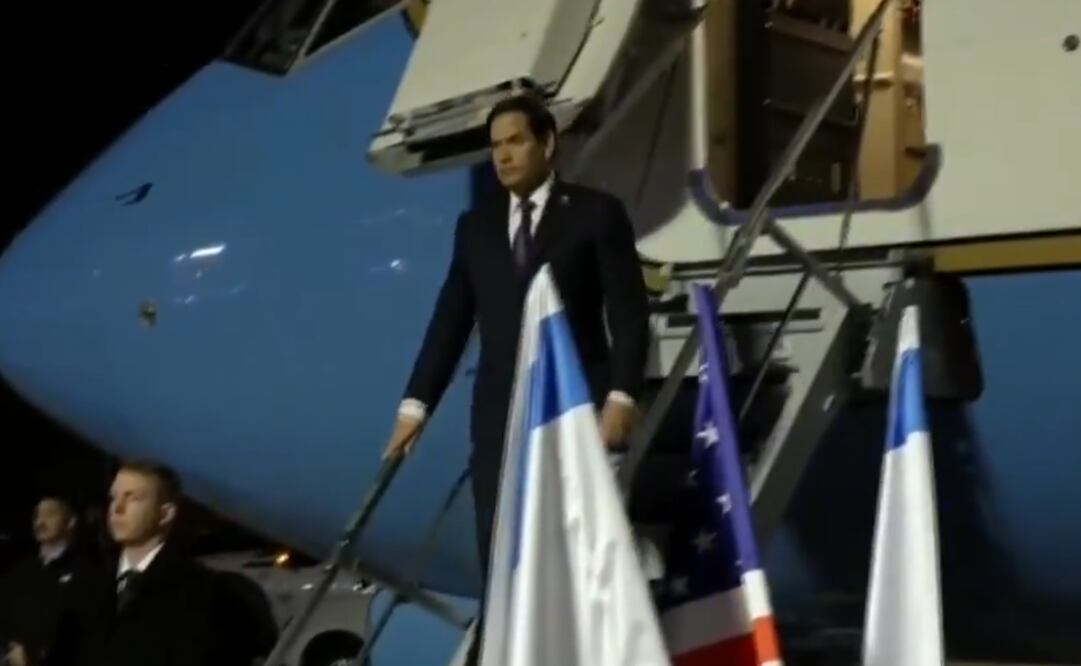 Marco Rubio, llegó en la noche del sábado a Israel. (15/02/25) Foto: Captura de pantalla
