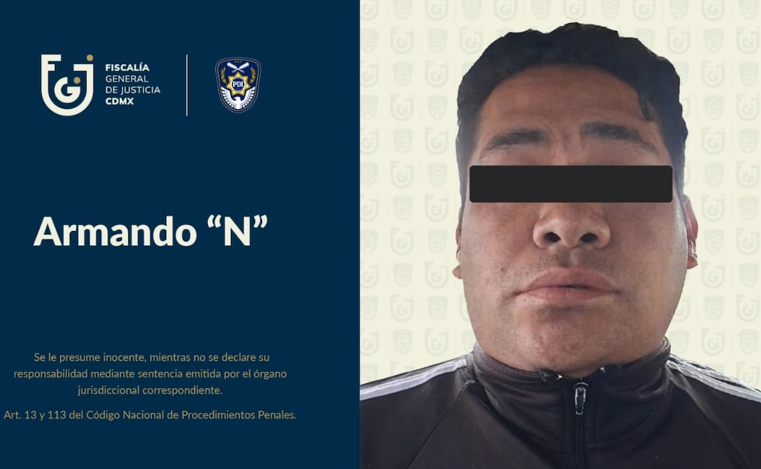 Elementos de Fiscalía de CDMX capturan a Armando "N", presunto feminicida de su expareja en Milpa Alta.
Foto: Especial.