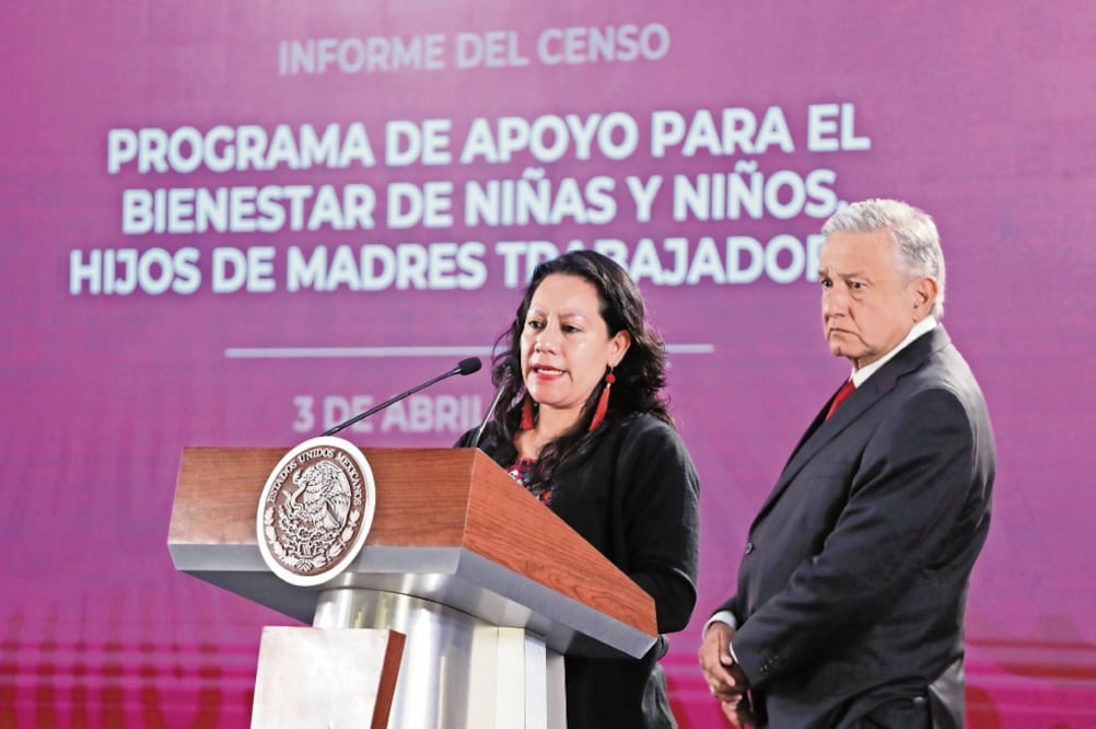María Luisa Albores, secretaria de Bienestar, ofreció los resultados del censo a estancias en la conferencia del presidente Andrés Manuel López Obrador. (BERENICE FREGOSO. EL UNIVERSAL)