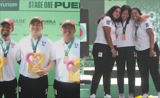 Equipos mexicanos de arco compuesto reciben sus medallas de bronce en la Copa del Mundo de Tiro con Arco