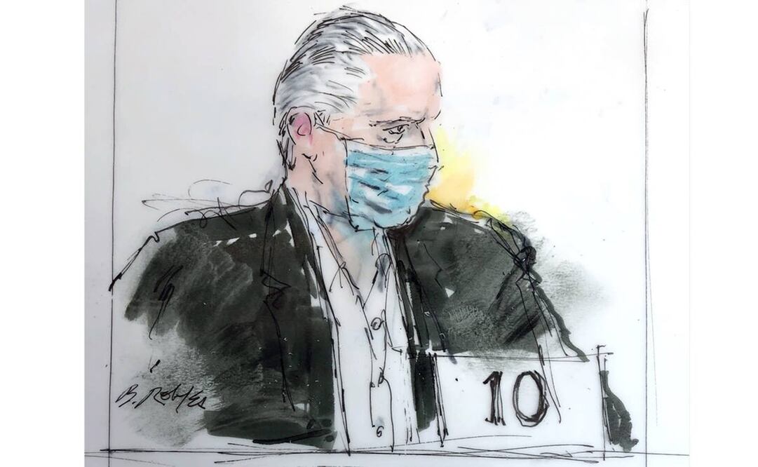 Una ilustración de Salvador Cienfuegos detenido en Estados Unidos (Foto: AP)