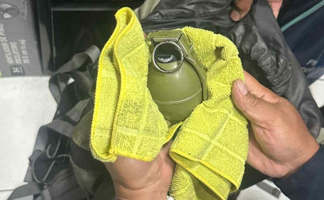 Aparente granada que fue hallada adentro de una mochila. Foto: Especial