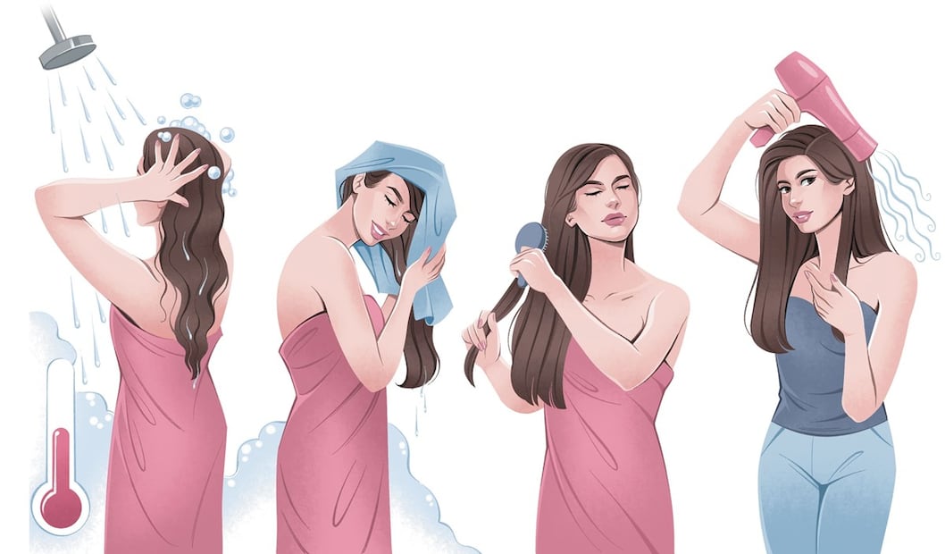 Si deseas evitar el encrespamiento, no laves tu pelo con agua caliente. Ilustración: Iván Vargas, EL UNIVERSAL