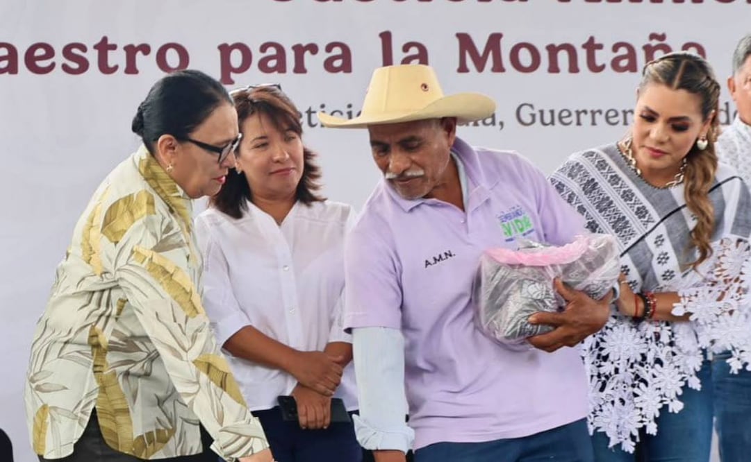 Rosa Icela Rodríguez en la montaña de Guerrero (25/08/2026). Foto: Especial