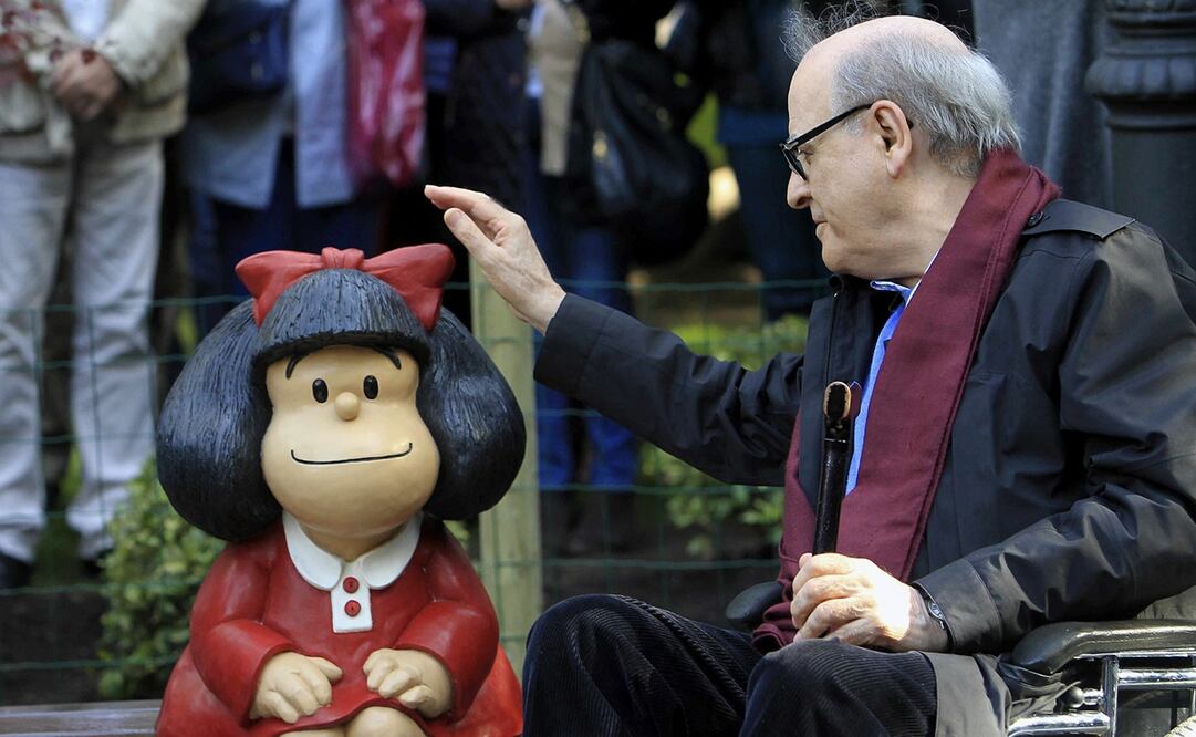 Joaquín Salvador Lavado Tejón, conocido como Quino, fue el creador del personaje Mafalda. Imagen de la inauguración de la exposición El mundo según Mafalda en septiembre de 2014 en Buenos Aires. Foto: EFE, archivo