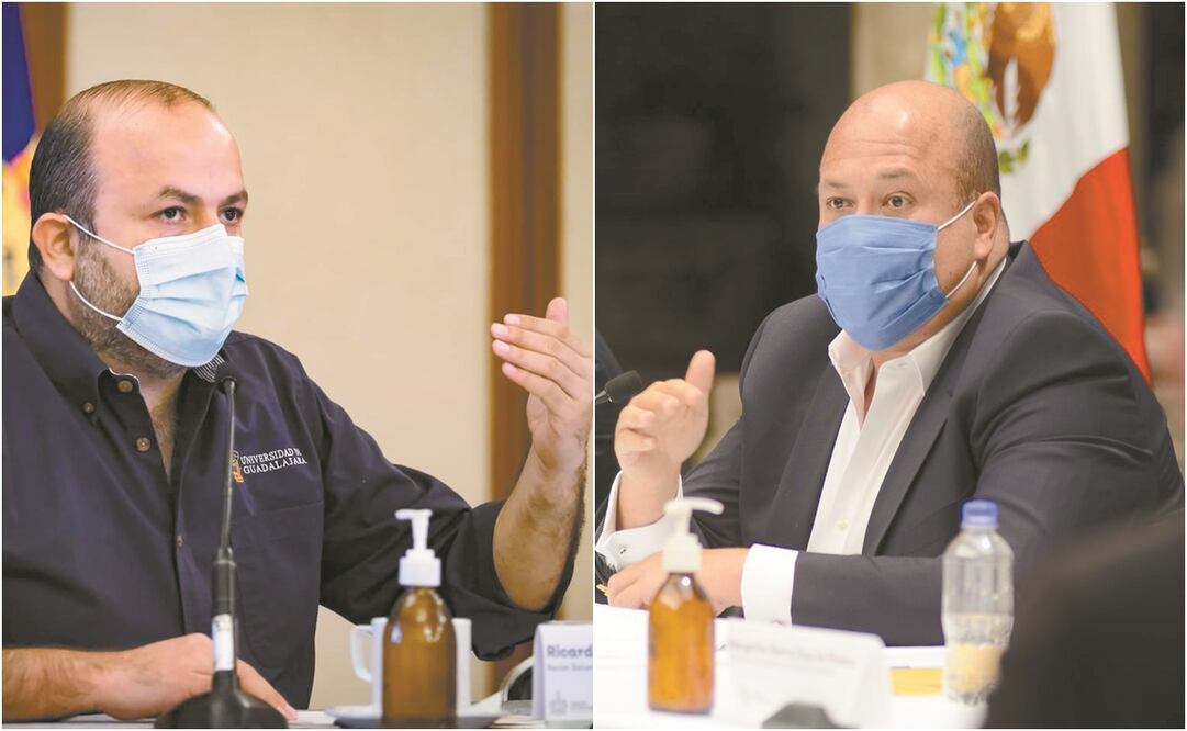 El rector de la UdeG, Ricardo Villanueva (izq.), expresó su desacuerdo con la decisión del gobernador Enrique Alfaro (der.) de reasignar el presupuesto de la universidad a un hospital. Fotos: tomadas de Facebook