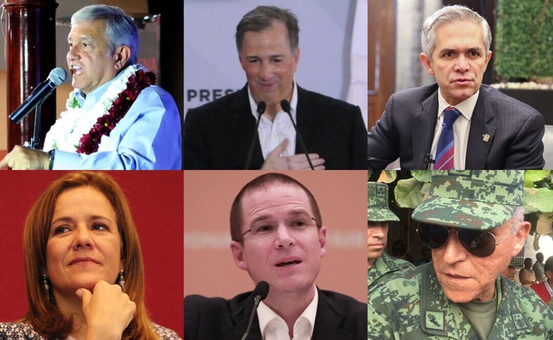 Andrés Manuel López Obrador, José Antonio Meade, Miguel Ángel Mancera, Margarita Zavala, Ricardo Anaya Cortés y el general Salvador Cienfuegos. (FOTOS: Archivo. EL UNIVERSAL)