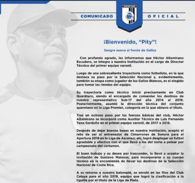 Querétaro hace oficial la llegada del "Pity" Altamirano