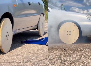 VIDEO: esto es lo que pasa al ponerle llantas de madera a un auto