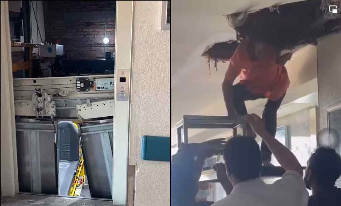 El elevador quedó atorado entre los pisos 10 y 9, y en su interior se encontraban ocho personas que quedaron atrapadas. Foto: Especial/El Universal