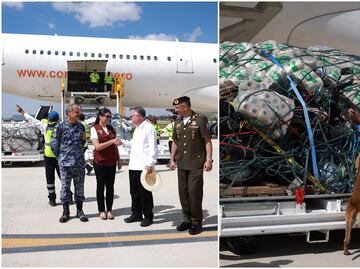 Aterriza en el AIFA avión de Venezuela con toneladas de ayuda para damnificados por huracán "Otis"