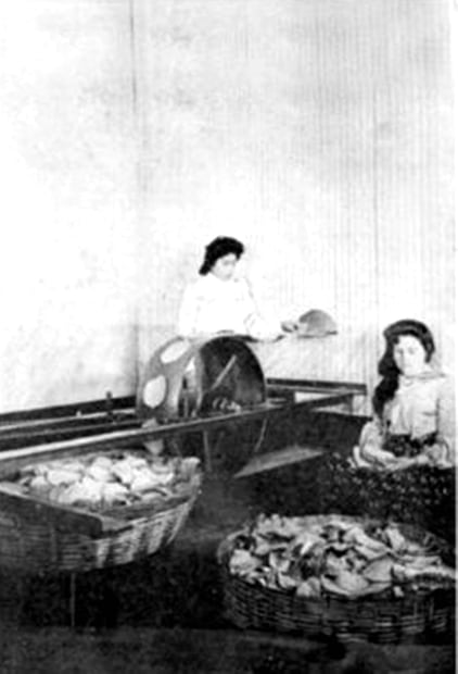 La fuerza de trabajo de las mujeres también estuvo presente al estrenarse las máquinas para hacer tortillas de hace más de cien años. Archivo General de la Nación.