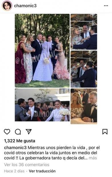 Gobernadora de Sonora denuncia ataques contra su familia tras boda de su hija