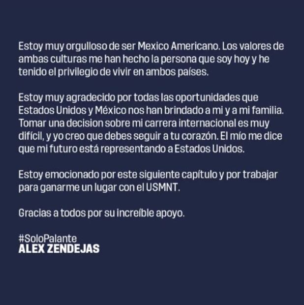 Alejandro Zendejas confirma que jugará para Estados Unidos: Debes seguir a tu corazón
